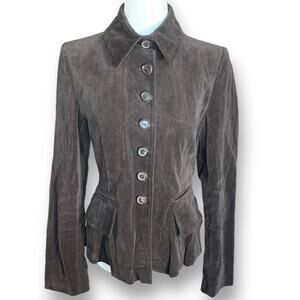 Pauw Amsterdam Brown Suede Finish Tailored Jacket Minimalist Luxury XS Classic